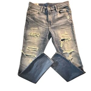 H&M Men’s Skinny Fit Coupe Modulate Ripped Gray Skinny Jeans — 36/32